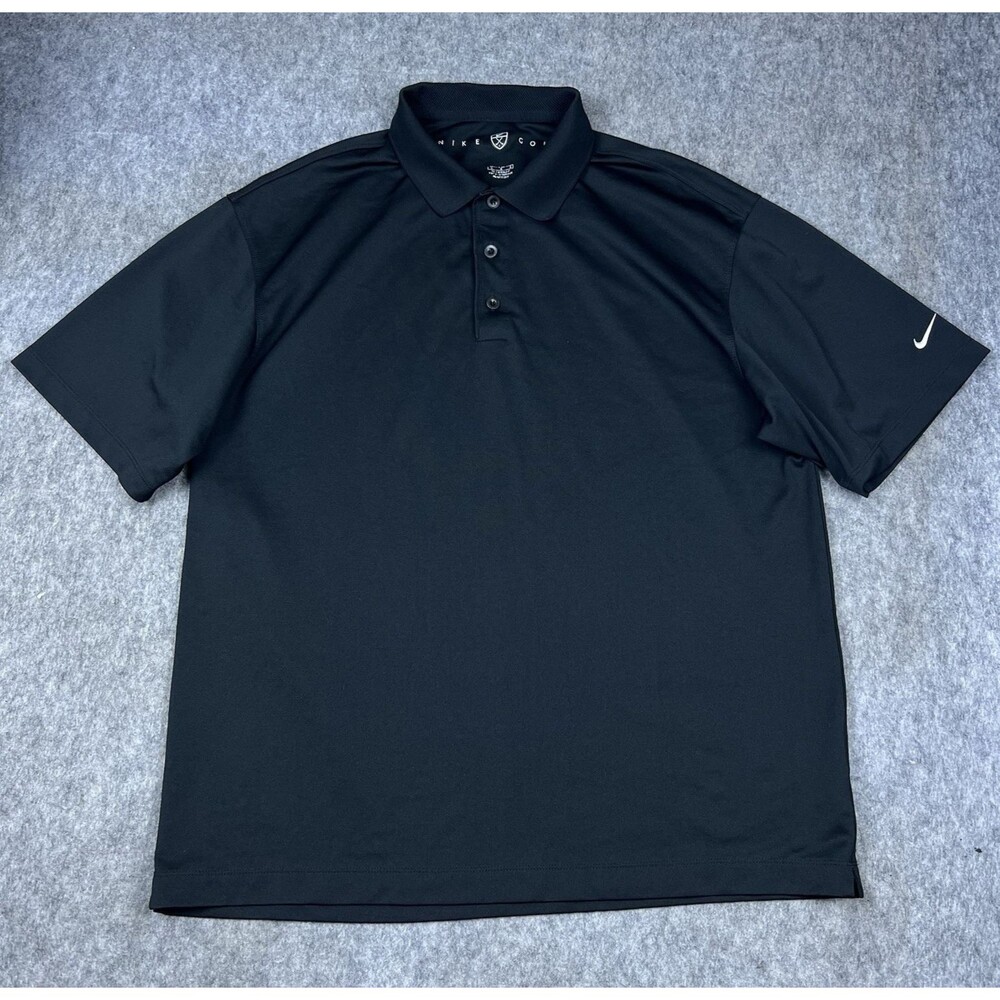 Nike Golf Men's Performance Polo Shirt Black Short Sleeve 3 Button Size Large